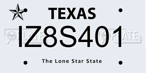 IZ8S401 Texas License Plate