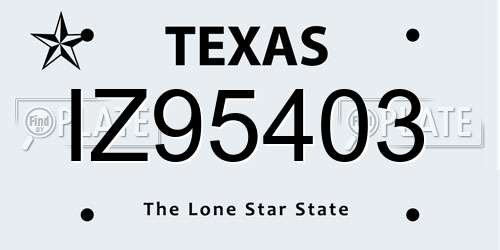 IZ95403 Texas License Plate