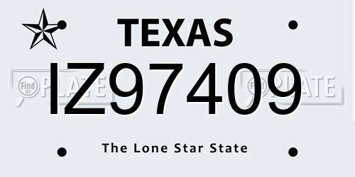 IZ97409 Texas License Plate