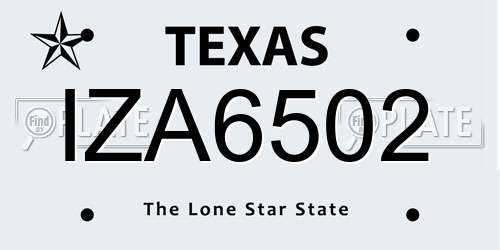 IZA6502 Texas License Plate