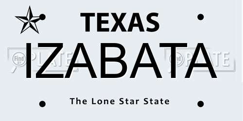IZABATA Texas License Plate