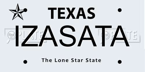 IZASATA Texas License Plate