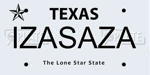 IZASAZA Texas License Plate