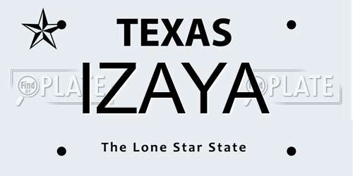 IZAYA Texas License Plate