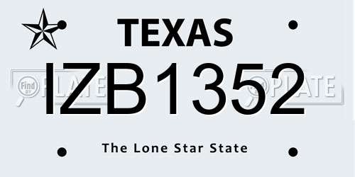 IZB1352 Texas License Plate