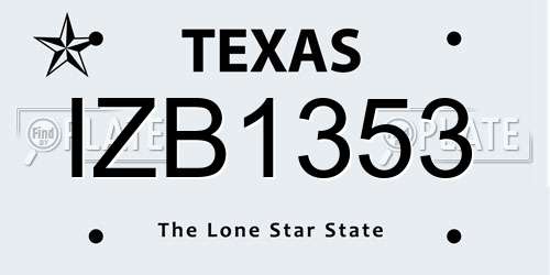 IZB1353 Texas License Plate