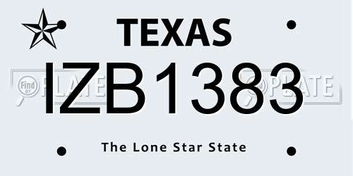 IZB1383 Texas License Plate