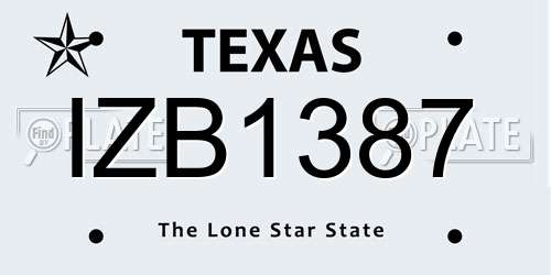 IZB1387 Texas License Plate