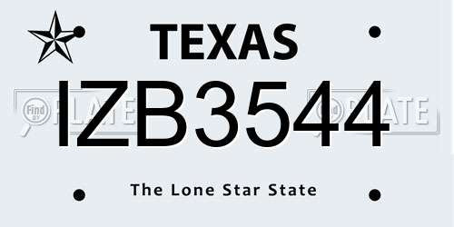 IZB3544 Texas License Plate