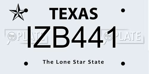 IZB441 Texas License Plate