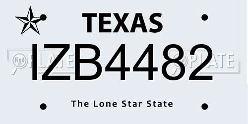 IZB4482 Texas License Plate