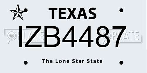 IZB4487 Texas License Plate