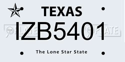 IZB5401 Texas License Plate