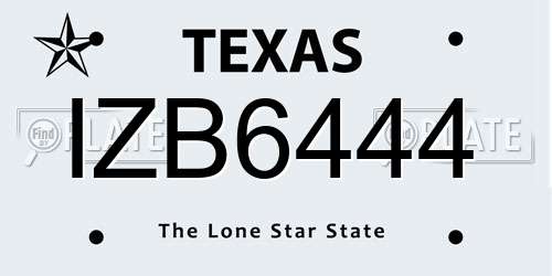 IZB6444 Texas License Plate
