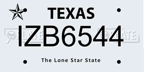 IZB6544 Texas License Plate