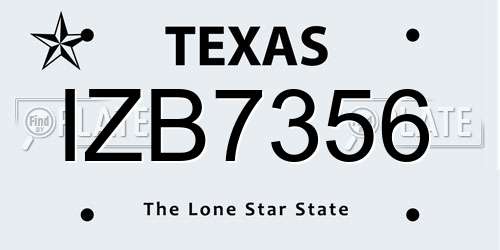 IZB7356 Texas License Plate