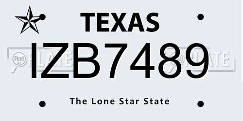 IZB7489 Texas License Plate