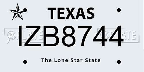 IZB8744 Texas License Plate