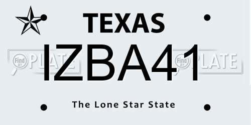 IZBA41 Texas License Plate