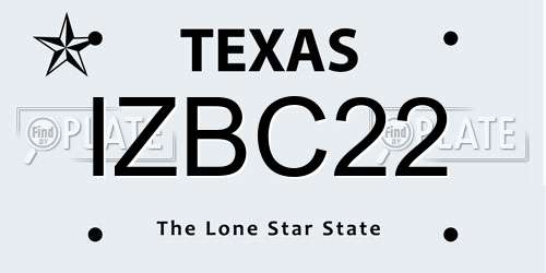 IZBC22 Texas License Plate