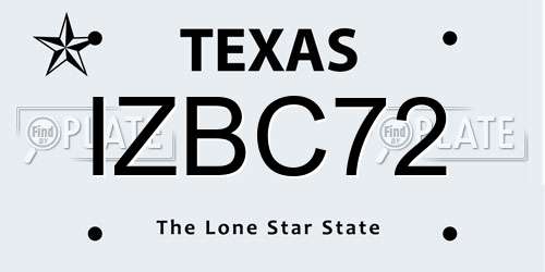 IZBC72 Texas License Plate