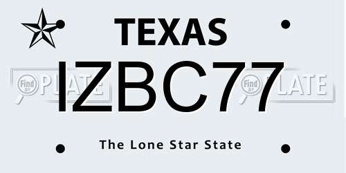 IZBC77 Texas License Plate
