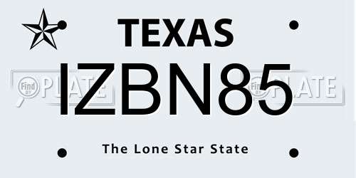IZBN85 Texas License Plate
