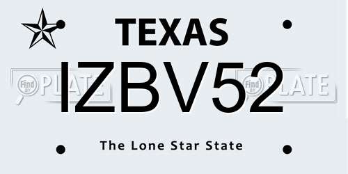 IZBV52 Texas License Plate