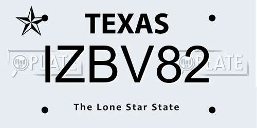 IZBV82 Texas License Plate