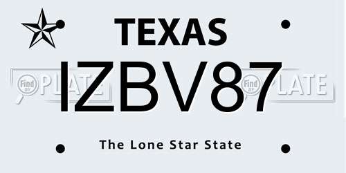 IZBV87 Texas License Plate