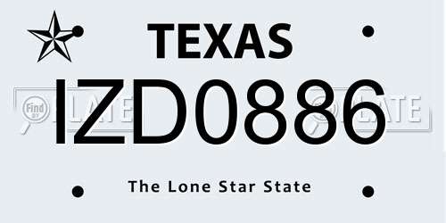 IZD0886 Texas License Plate