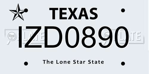 IZD0890 Texas License Plate