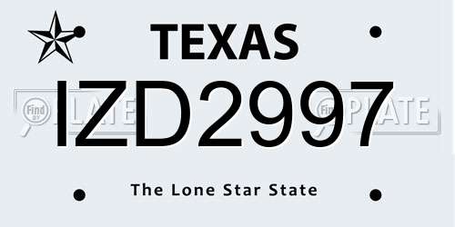 IZD2997 Texas License Plate