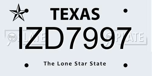 IZD7997 Texas License Plate