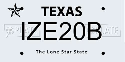 IZE20B Texas License Plate