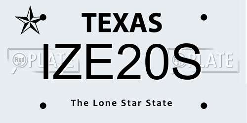 IZE20S Texas License Plate