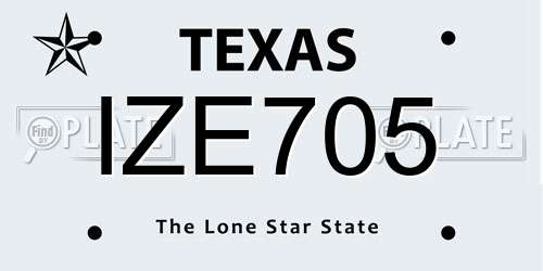 IZE705 Texas License Plate