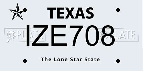 IZE708 Texas License Plate