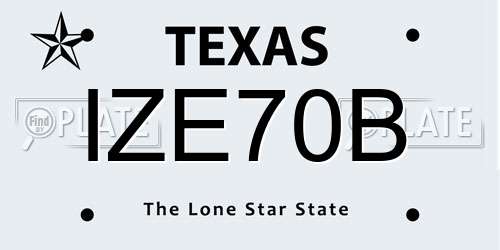 IZE70B Texas License Plate