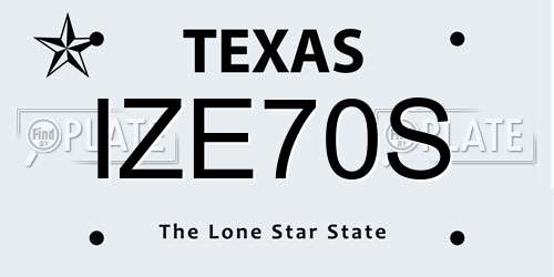 IZE70S Texas License Plate