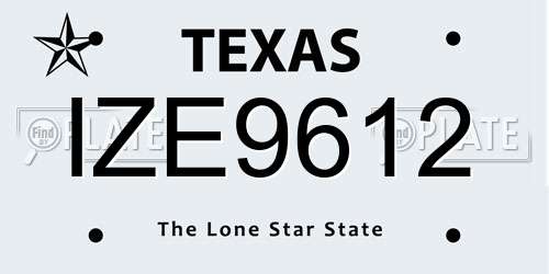 IZE9612 Texas License Plate