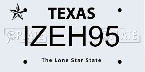 IZEH95 Texas License Plate