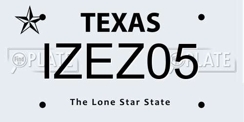 IZEZ05 Texas License Plate