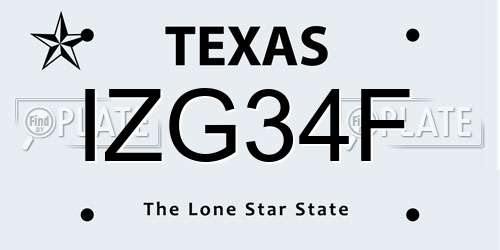 IZG34F Texas License Plate