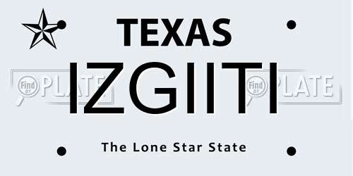 IZGIITI Texas License Plate