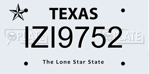 IZI9752 Texas License Plate