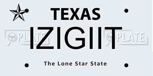 IZIGIIT Texas License Plate