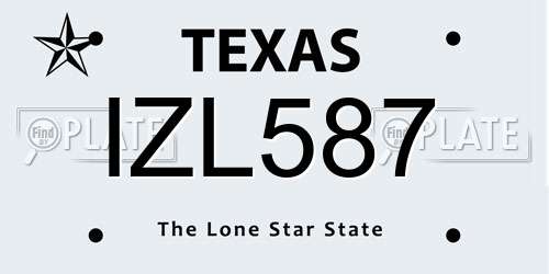 IZL587 Texas License Plate