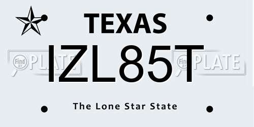 IZL85T Texas License Plate