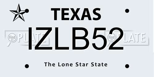 IZLB52 Texas License Plate